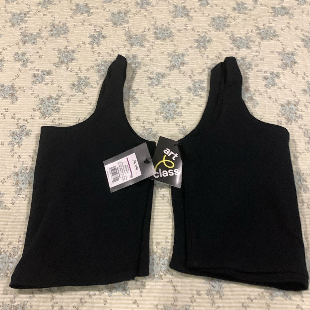 Art class Black Midriff tank Camisole shirts 2 Pc NEW Size XL (14) & Med (8)Cute